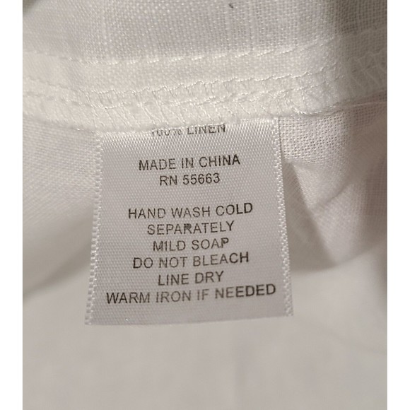 For Cynthia Womens Linen Button Down Shirt Size PM White Long Sleeve Collared - Picture 8 of 8
